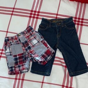 Janie and Jack Plaid Shorts and Jeans Bundle. Size 3-6 and 6-12 months